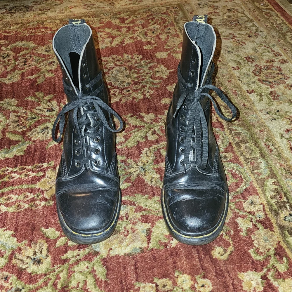 Dr. Martens Black Leather Combat Boots - Picture 1 of 6